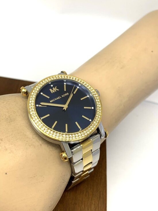Michael Kors Womens Watch MKO1049 Quartz Blue Dial Two Tone Stainless Steel 38mm main image 11